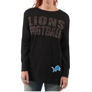 NFL Team Apparel Women's Black Detroit Lions Rhinestone Embellished Sweatshirt